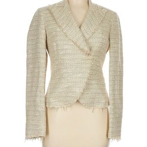 Massimo Dutti Textured Cream Blazer